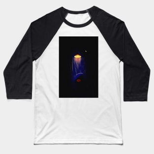 Rainy Day Streetlight Cat Baseball T-Shirt